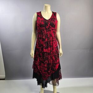 Picadilly Medium Elegant Red and Black Sleeveless Dress R8
